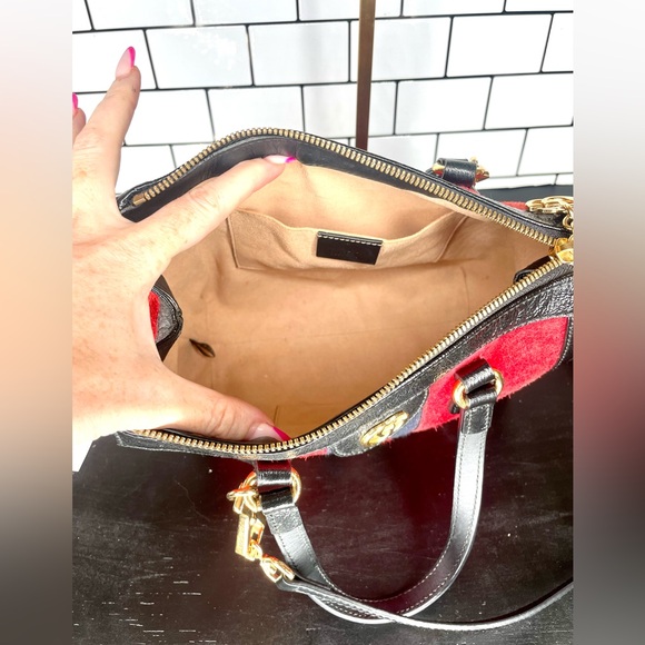 Gucci red suede small Ophidia top handle two way w/ Entrupy COA - Picture 6 of 8
